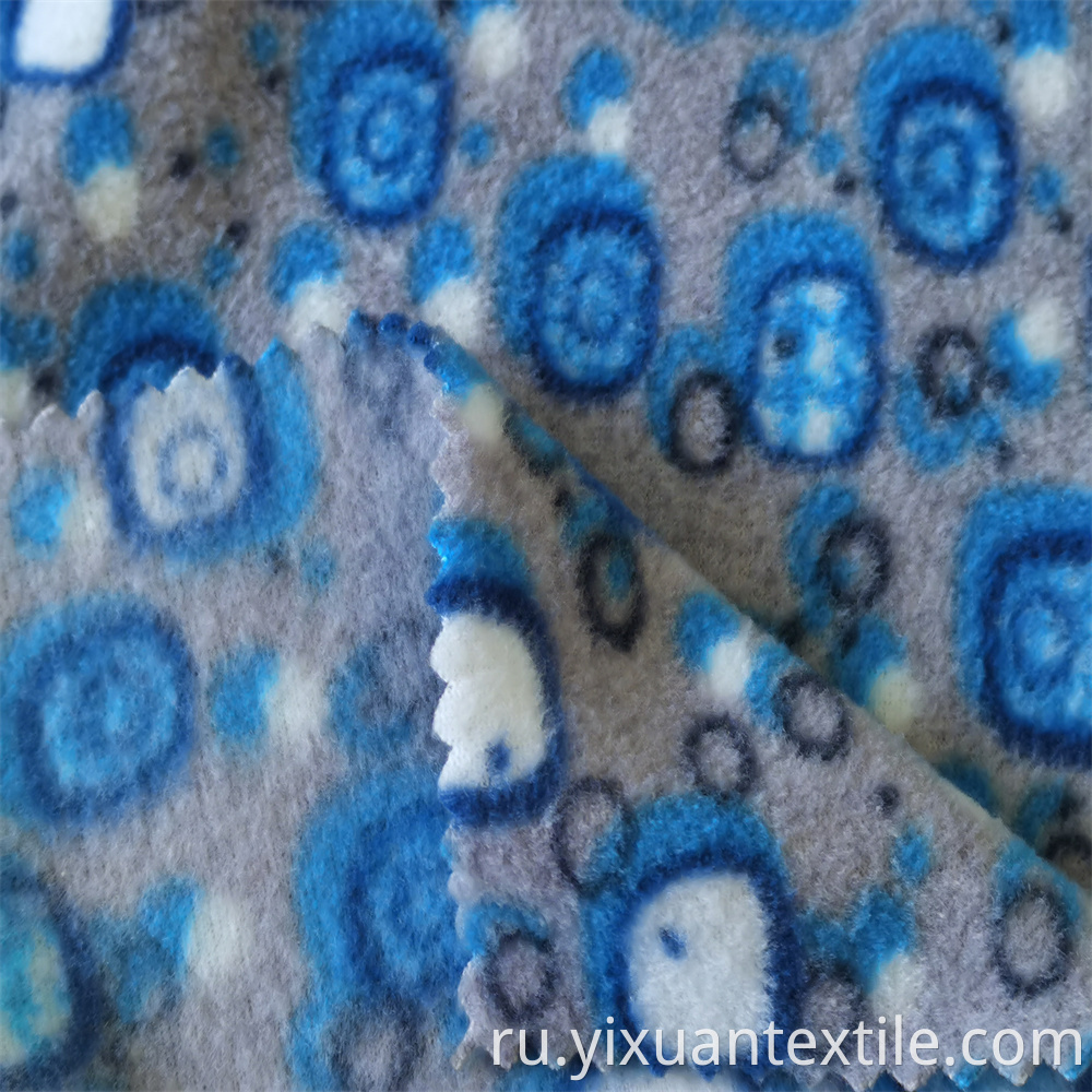 100 Polyester Blue Circle Printed Polar Fleece